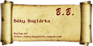 Béky Boglárka névjegykártya
